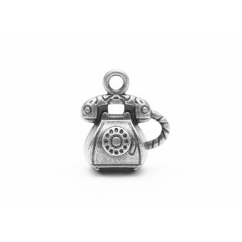 Zawieszka metalowa Charms ScrapBerry's Telefon Retro Srebro, 15mm